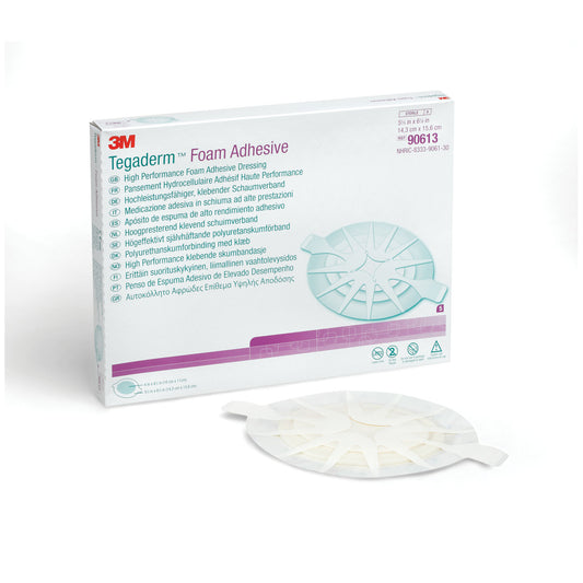 Foam Adhesive Dressing, 5 5/8" x 6 1/8", Oval, 5/bx, 6 bx/cs (Continental US+HI Only)