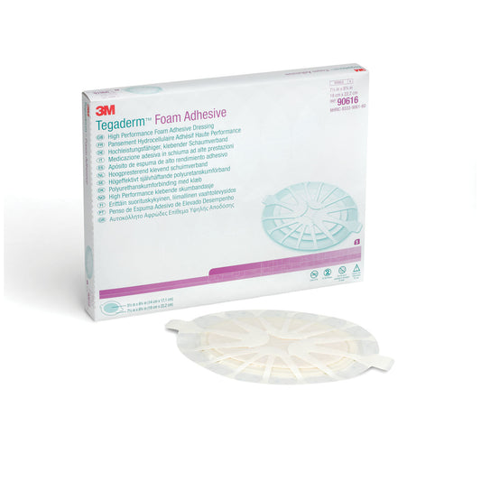Foam Adhesive Dressing, 7 ½" x 8 ¾", Oval, 5/bx, 3 bx/cs (Continental US+HI Only)