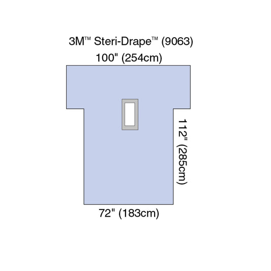 Steri-Drape™ Laparotomy Drape, 72" x 112", Absorbent Impervious Material, Rectangular Aperture, Arm Extensions, 10/bx, 2 bx/cs (Continental US+HI Only)