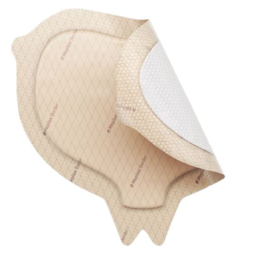 Border Foam Sacrum Dressing, 8.7” x 9.8” , Self-Adherent Soft Silicone, 10/bx, 4bx/cs (22 x 25cm)