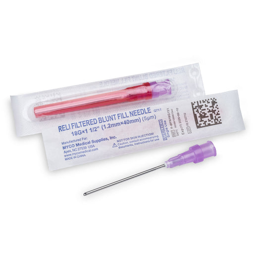 Blunt Fill Needles with Filter, Sterile, Single-Use. PVC-Free, 18G x 1.5", 100/bx, 50 bx/cs