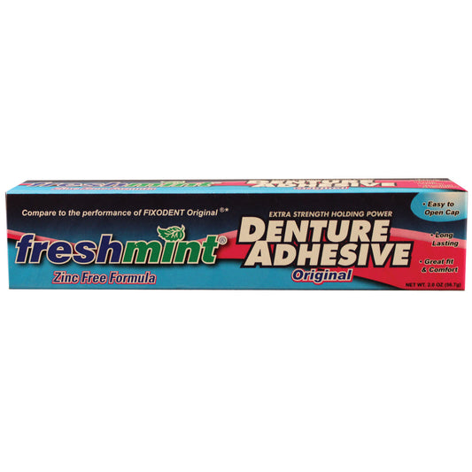 Denture Adhesive, Freshmint, 2 oz, Zinc-Free Formulation, Compared to the Performance of Fixodent Original®, 72/cs