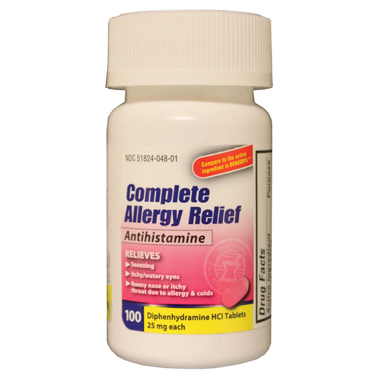 Diphenhydramine, 25mg, 100/btl, 24 btl/cs, Compare to Benadryl® (Not Available for sale into Canada)