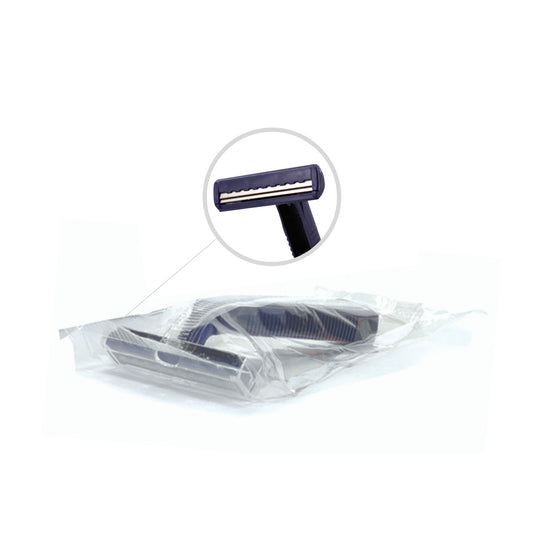 Freshscent Twin Blade Razor, Navy Handle, Disposable, Individually Bagged, Bulk, 144/cs