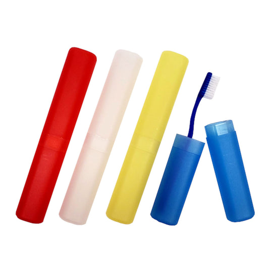 Freshmint® Toothbrush Holder, 8" x 1.25" x 0.75", Assorted Colors: Red, Yellow, Clear and Blue, Individually Wrapped, 100/cs