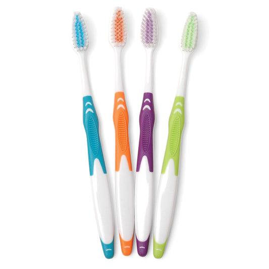 Freshmint® Toothbrush, Adult, Rubber Handle, Nylon, 144/cs