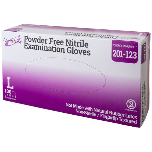 Exam Glove, Nitrile, Large, Textured Fingers, Blue, Powder Free , 100/bx, 10 bx/cs (PF) (80 cs/plt)
