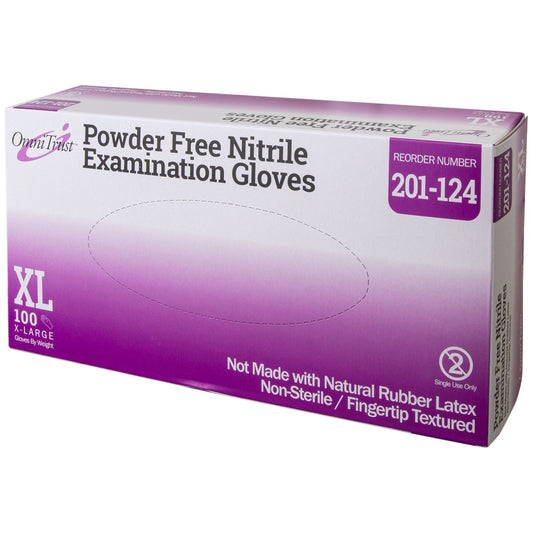 Exam Glove, Nitrile, X-Large, Textured Fingers, Blue, Powder Free , 100/bx, 10 bx/cs (PF) (80 cs/plt)
