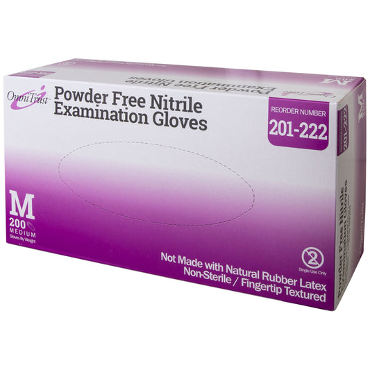 Exam Glove, Nitrile, Medium, Textured Fingers, Blue, Powder Free , 200/bx, 10 bx/cs (PF) (50 cs/plt)