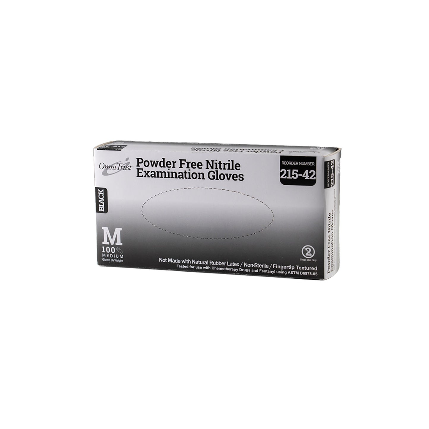 Exam Glove, Nitrile, 5.0g, Medium, Power Free , Black, 100/bx, 10bx/cs (PF)
