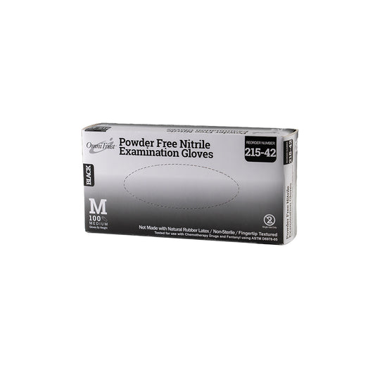 Exam Glove, Nitrile, 5.0g, Medium, Power Free , Black, 100/bx, 10bx/cs (PF)