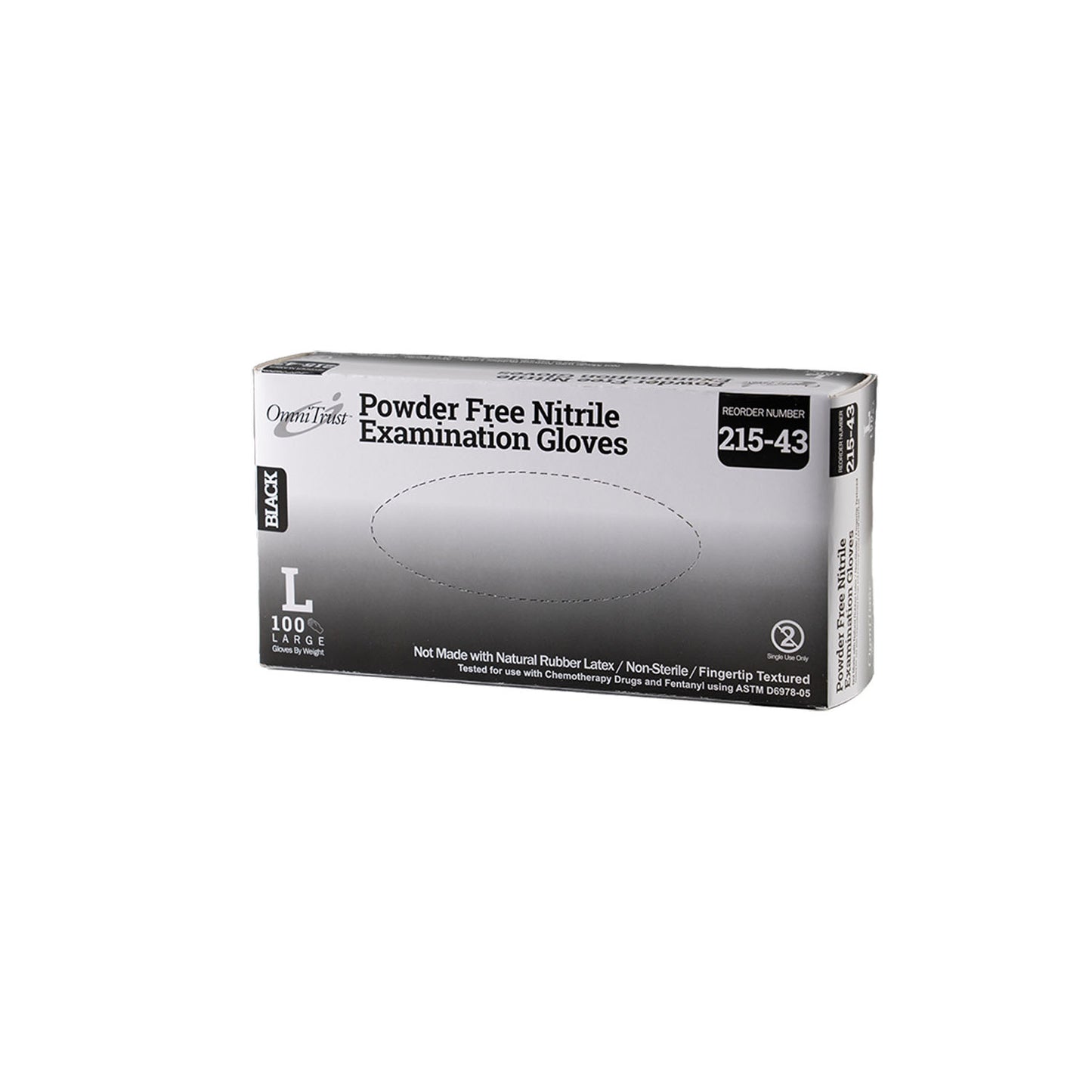 Exam Glove, Nitrile, 5.0g, Large, Power Free , Black, 100/bx, 10bx/cs (PF)