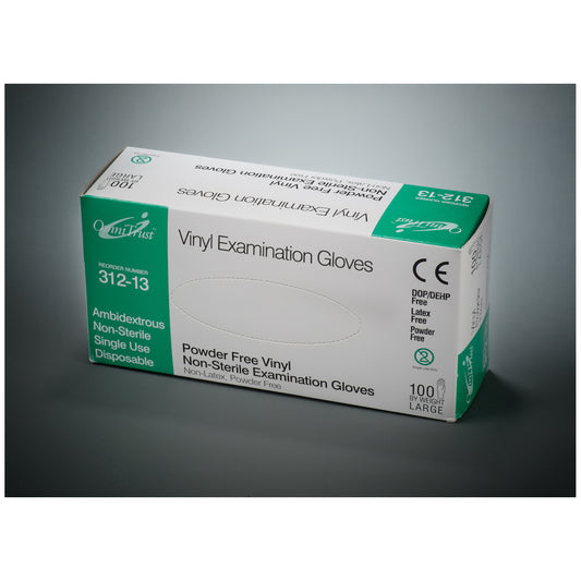 Exam Glove, Vinyl, Medium, Powder Free , 100/bx, 10 bx/cs (PF) (70 cs/plt)