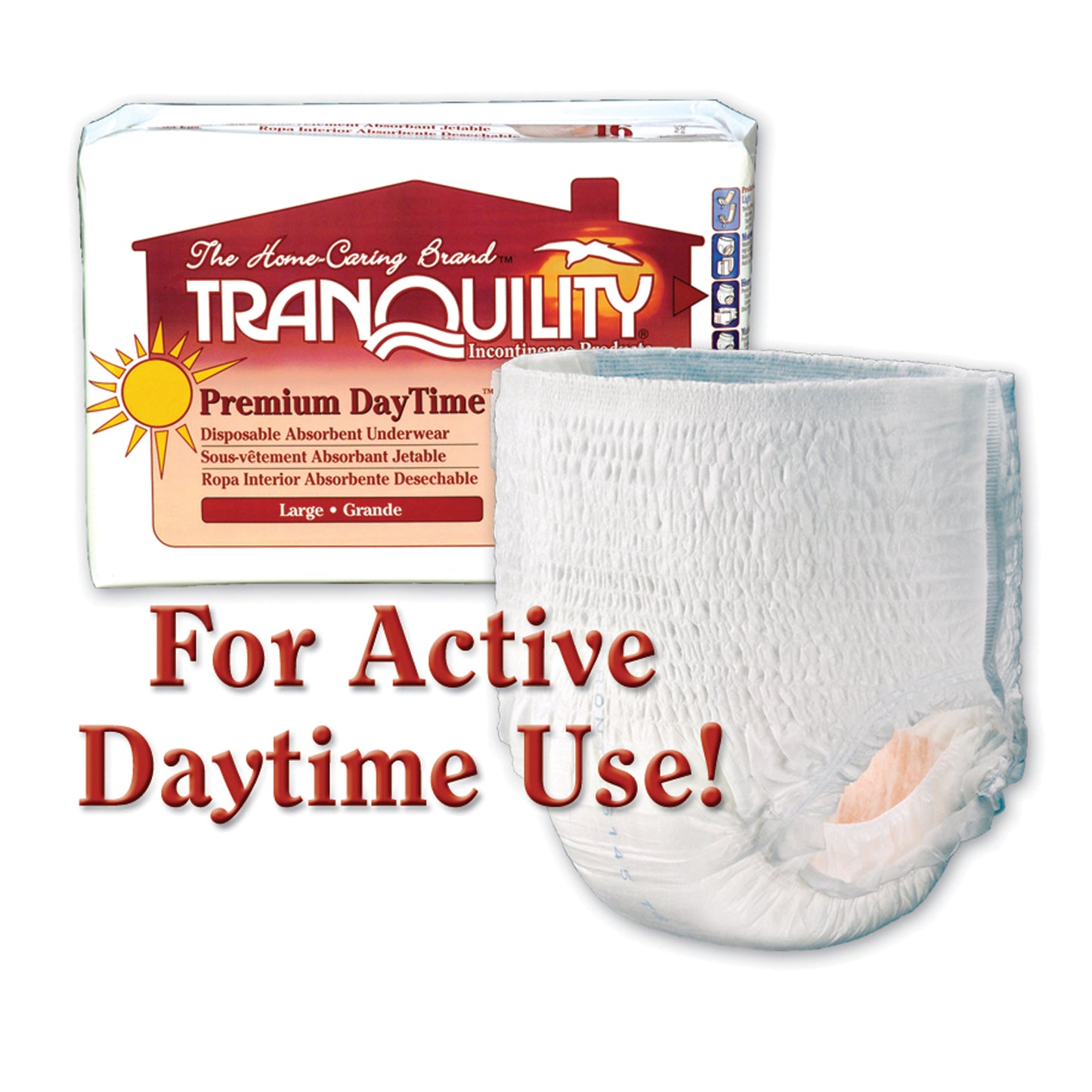 Underwear, Large Daytime DAU, 45"-54", 170-210 lbs, 25 fl oz Capacity, 16/pk, 4 pk/cs