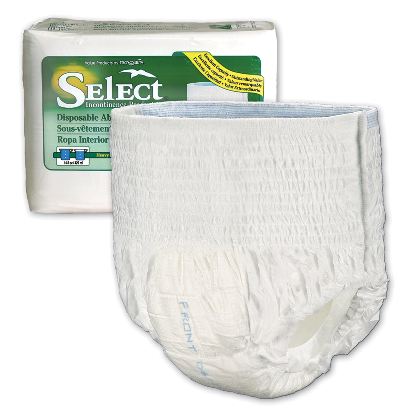 Underwear, Small Select DAU, 22"-36", 80-125 lbs, Capacity 14.5 fl oz, 22/bg, 4bg/cs