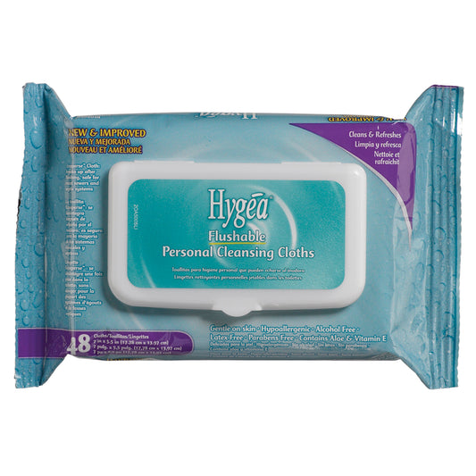 Flushable Personal Cleansing Cloths, 5.5" x 7", 48/pk, 12 pk/cs (108 cs/plt)