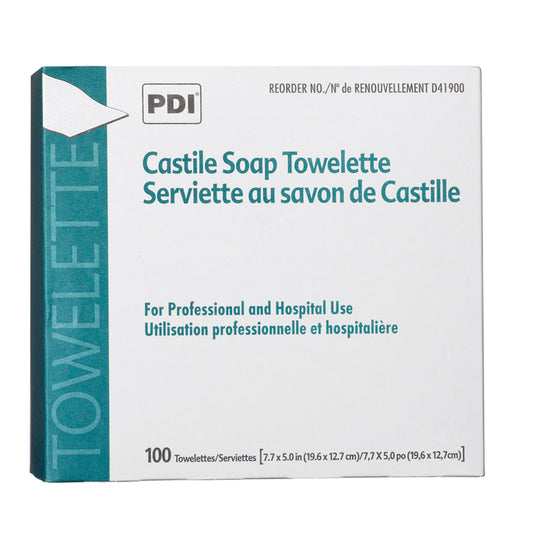 Castile Soap Towelette, 2% Coconut Oil, 1/pk, 100 pk/bx, 10 bx/cs (63 cs/plt)