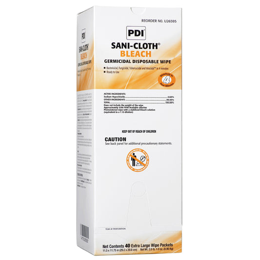 Bleach Germicidal Disposable Wipe, X-Large, 11½" x 11¾", 40 Individual Packs/bx, 3 bx/cs (100 cs/plt) (Minimum Expiry Lead is 90 days)