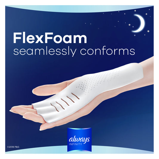 Always Infinity Overnight Pads, Size 4, w/ Wings, Unscented, 13/bx, 6 bx/cs