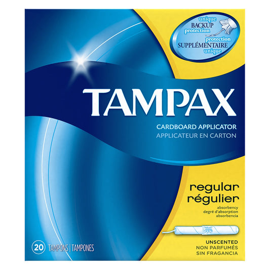 Tampax Tampons, Regular, 20/bx, 24bx/cs