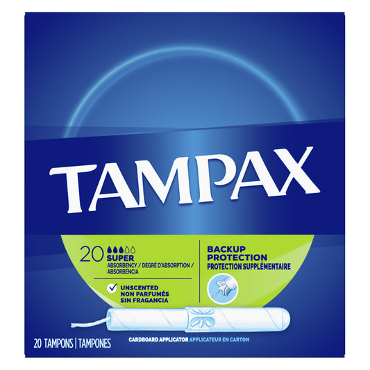 Tampax Super Absorbency Tampons, Unscented, 20/bx, 24 bx/cs