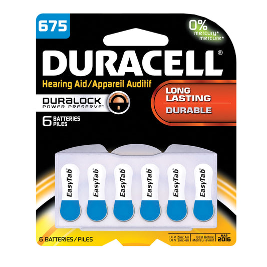 Battery, Zinc Air, Size 675, 6pk, 6 pk/bx, 6bx/cs (UPC# 66126)