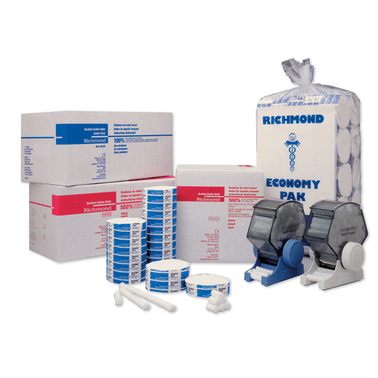 Braided Cotton Roll Economy Pak, Medium 1½" x 3/8" Dia, Non-Sterile, 2500/bg