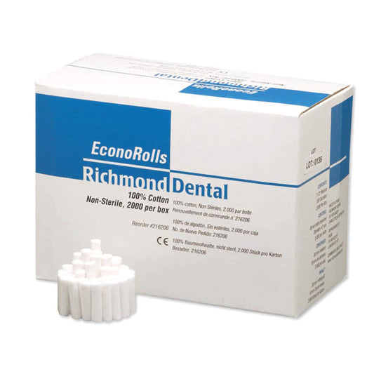 Economy Cotton Roll, Medium 1½" x 3/8" Dia, Non-Sterile, 2000/bx