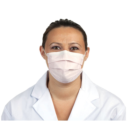 Fluid Resistant Mask, Ear Loop, Pink, 50/bx