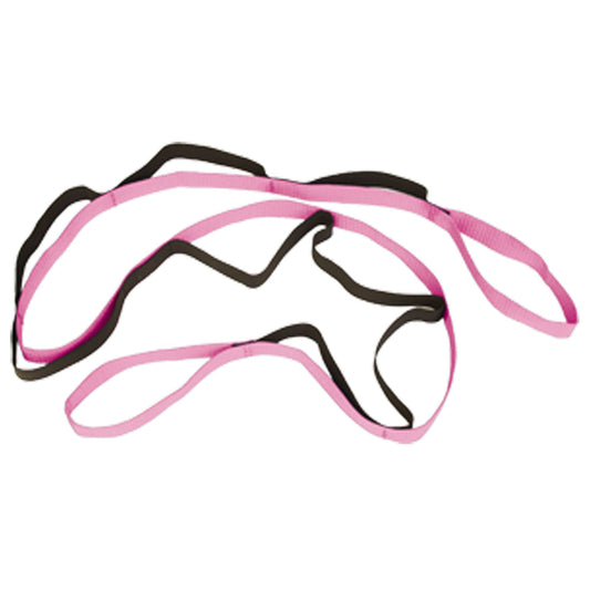 Stretching Aid, 5 ft 7" Long, Pink Webbing with Black Elastic Stretch Strap, Clear Poly Ziplock Bag (092147)