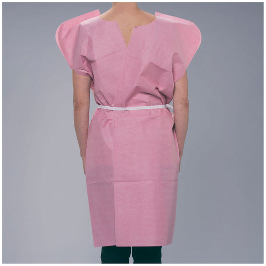 Exam Gown, 30" x 42", Adult, Mauve, T/ P/ T, Front or Back Opening, 50/cs