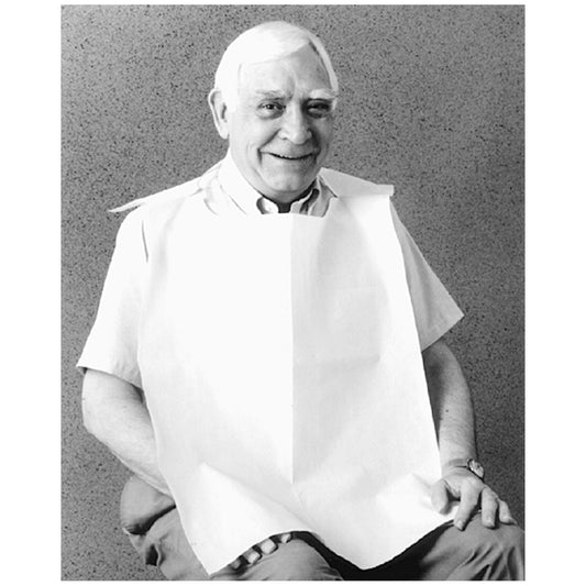 Bib, 18" x 32", Thrifty with Ties, White, 300/cs