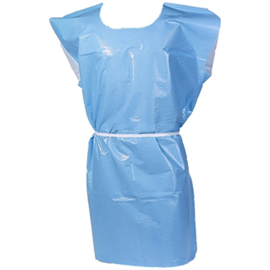 Exam Gown, 2-Ply, T/P, 30" x 42", Sky Blue, 50/cs
