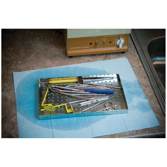 Wicking Towel For Ultrasonic Tool Cleaning, 13" x 18", Blue, 100/cs