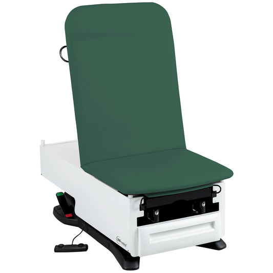 Exam Table, ProGlide, 3003-500-300 with OneTouch WheelBase® System, Classic Upholstery, Pneumatic Backrest, Stirrups, Drain Pan, Electrical Receptacle, Drawer Warmer, Foot Control, Front Storage Drawer, Available in 16 Colors
