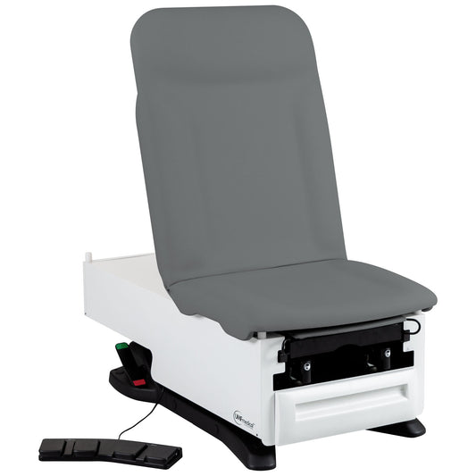 Exam Table, 3503-500-305 with OneTouch WheelBase® System, Premium Upholstery, Power Backrest, Stirrups, Drain Pan, Electrical Receptacle, Drawer Warmer, Foot Control, Front Storage Drawer, Available in 16 Colors