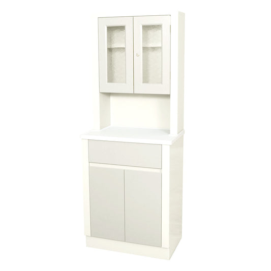 Treatment Cabinet, 6130 with Upper Cabinet Section, Two Doors, One Drawer, One Shelf, 25.25"W x 65"H x 16.25"D, Quiet White (2) (1) (1)