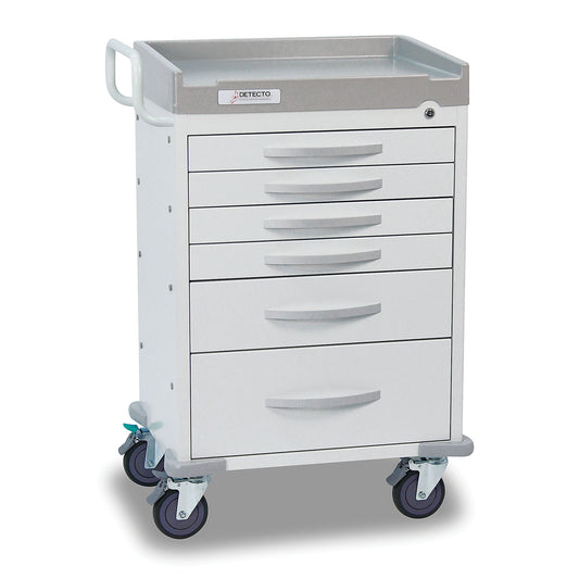 Detecto Rescue Series General Purpose Medical Cart, 6 White Drawers
