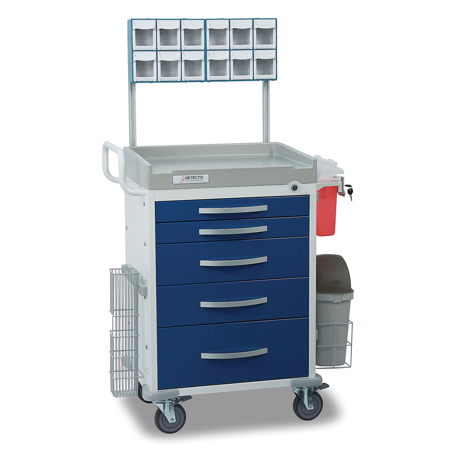 Loaded Detecto Rescue Series Anesthesiology Medical Cart, 5 Blue Drawers