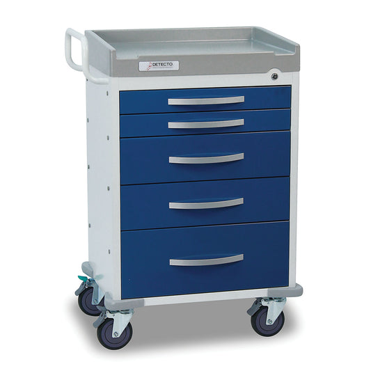 Detecto Rescue Series Anesthesiology Medical Cart, 5 Blue Drawers