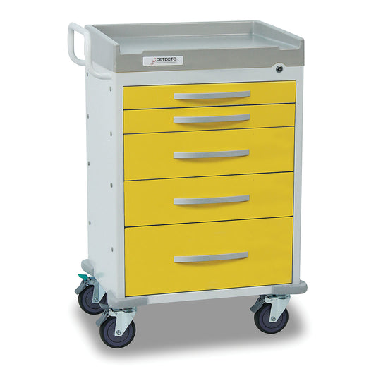 Detecto Rescue Series Isolation Medical Cart, 5 Yellow Drawers