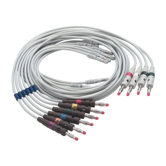 10-Lead Replaceable Lead Set, AHA, Banana, CP100 & CP200, For 400293, 4 Limb Leads & 6 Precordial