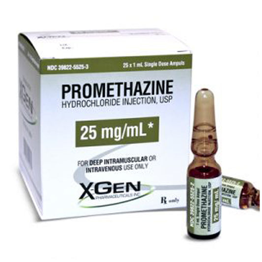 Promethazine Hydrochloride Injection, USP , Ampul, 1mL, 25/ctn (25 mg/mL) (Rx) (Product is Non-Returnable)