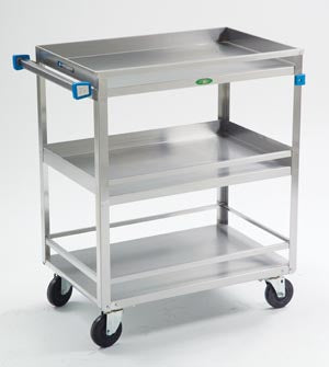 Cart, 19"W x 31"L x 34¾"H, 500 lb Capacity, 3 Shelves, 4" Swivel Casters, 18" x 27" Shelf, 9" Clearance