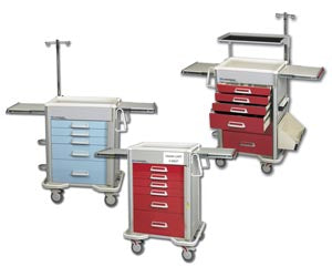 Hybrid Cart, 6 Drawer, Drawer Configuration: 3", 6", 9", Breakaway Lock, 47¼"H x 25"D x 32"W, Two Tone Red (3) (2) (1)